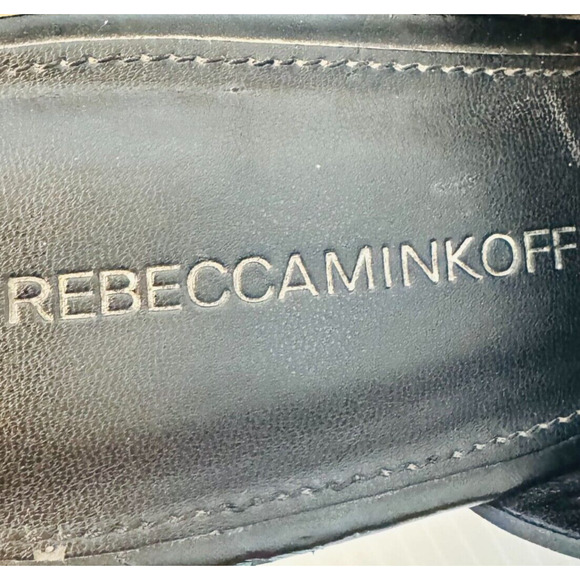 Rebecca Minkoff Shoes Womens 8.5 Black Leather Mules Studded Block Stacked Heel - Picture 11 of 13